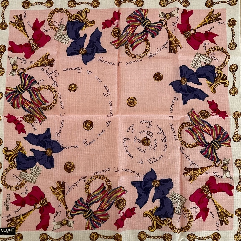 Vintage Celine Paris Arc-de-Triomphe Medallion Era Cotton Voile Scarf BNWT 1970s - Picture 8 of 13